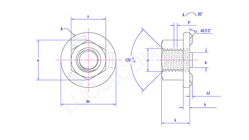 Flush Mount Welding Flange Nut